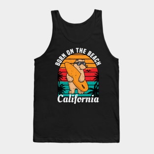 BORN ON THE BEACH California Retro Vintage Sunset Tank Top